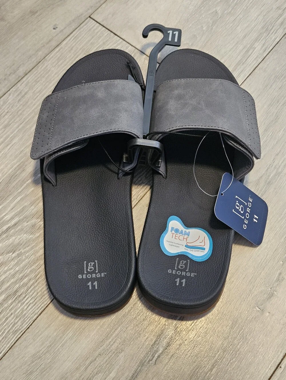 Brand new with tags (NWT) George Men's Comfort Slide Sandals in Gray and Black.